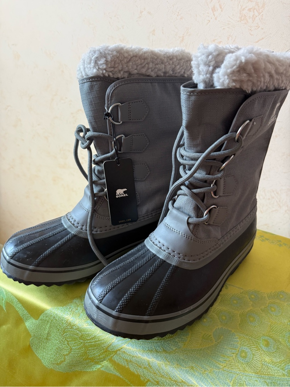 NWT Sorel 1964 Pac Nylon Waterproof Snow Boots Quarry Gray Men's 7.5